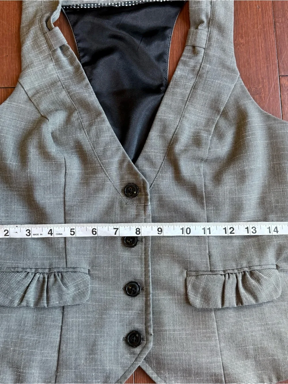 Maurices Gray Pinstripe Button Front Vest - M